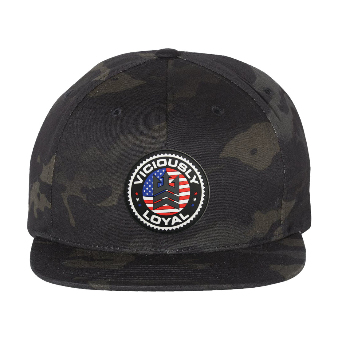 VL Patriot PVC Flag Patch Flat Bill Hat - MULTICAM BLACK