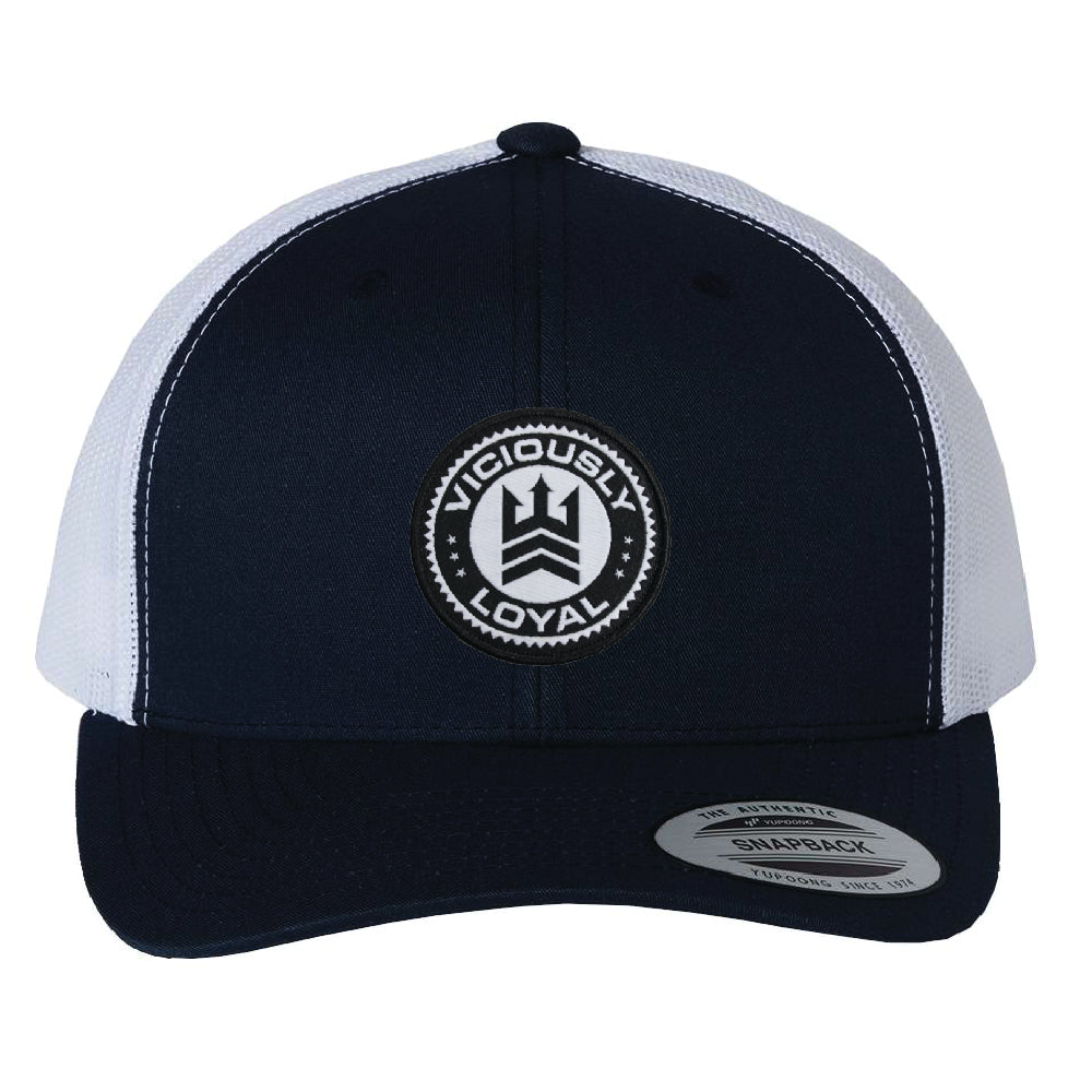 VL Medallion Woven Patch Trucker Hat - BLACK/WHITE